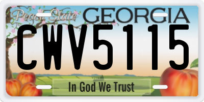 GA license plate CWV5115
