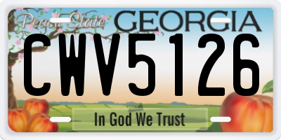 GA license plate CWV5126
