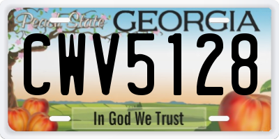 GA license plate CWV5128