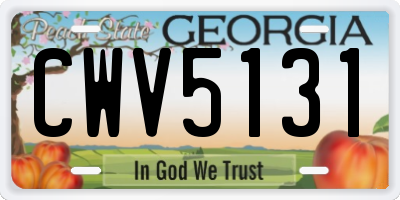 GA license plate CWV5131