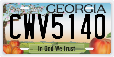 GA license plate CWV5140