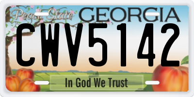 GA license plate CWV5142