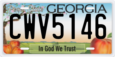 GA license plate CWV5146