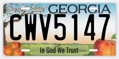 GA license plate CWV5147