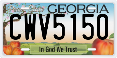 GA license plate CWV5150