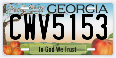 GA license plate CWV5153