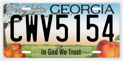 GA license plate CWV5154