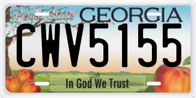 GA license plate CWV5155