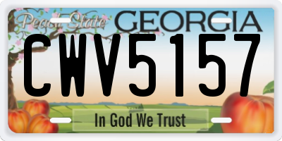 GA license plate CWV5157