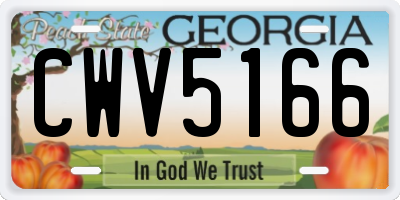 GA license plate CWV5166
