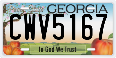 GA license plate CWV5167