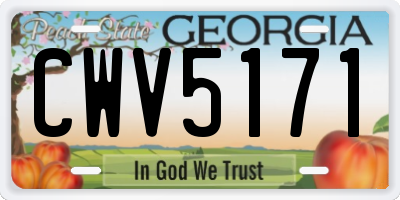 GA license plate CWV5171
