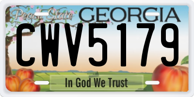 GA license plate CWV5179