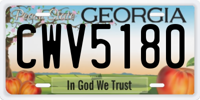 GA license plate CWV5180