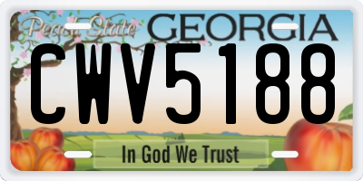 GA license plate CWV5188