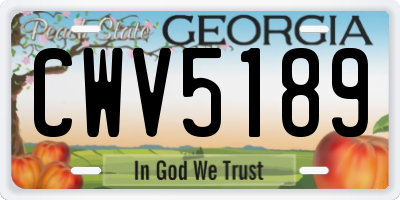 GA license plate CWV5189