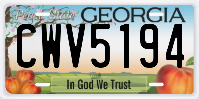 GA license plate CWV5194
