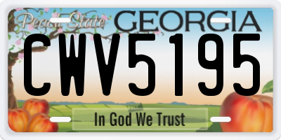 GA license plate CWV5195