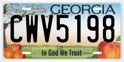 GA license plate CWV5198