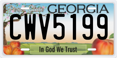 GA license plate CWV5199