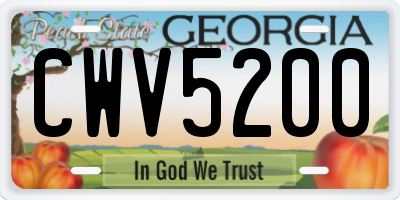 GA license plate CWV5200