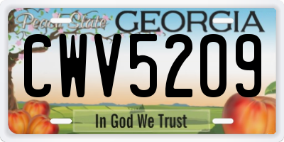 GA license plate CWV5209