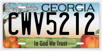GA license plate CWV5212