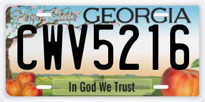 GA license plate CWV5216