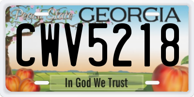 GA license plate CWV5218