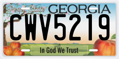 GA license plate CWV5219