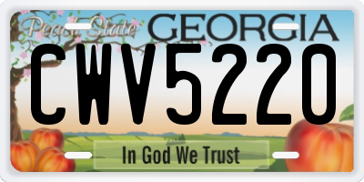 GA license plate CWV5220