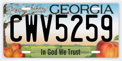 GA license plate CWV5259