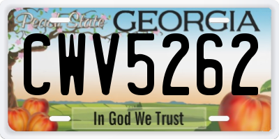 GA license plate CWV5262