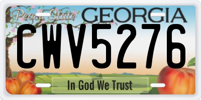 GA license plate CWV5276
