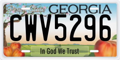 GA license plate CWV5296