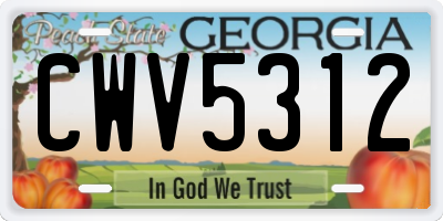 GA license plate CWV5312
