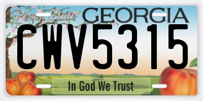 GA license plate CWV5315