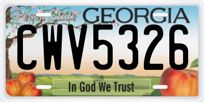 GA license plate CWV5326