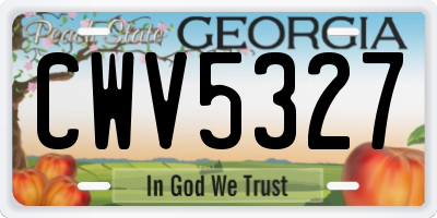 GA license plate CWV5327