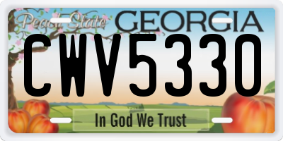 GA license plate CWV5330