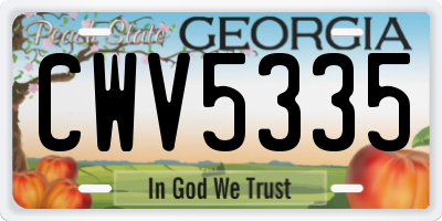 GA license plate CWV5335
