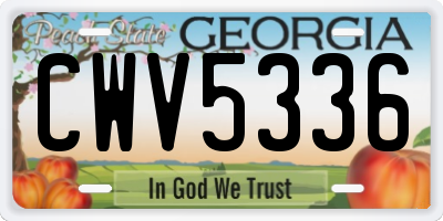 GA license plate CWV5336