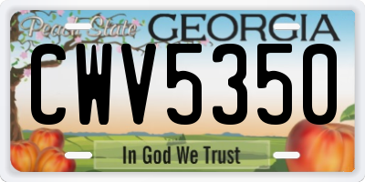 GA license plate CWV5350