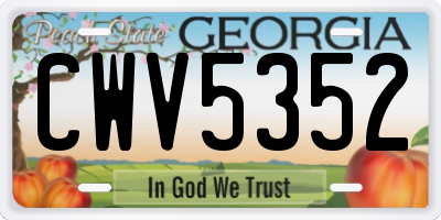 GA license plate CWV5352
