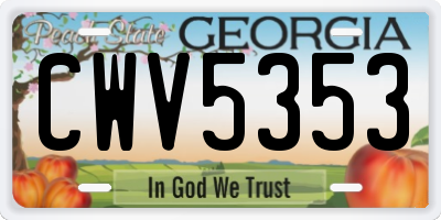 GA license plate CWV5353