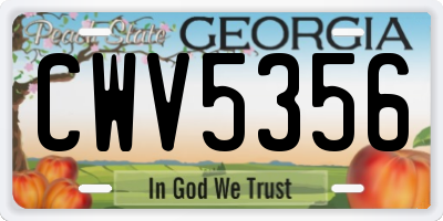 GA license plate CWV5356