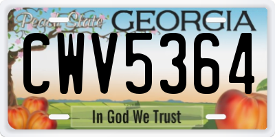 GA license plate CWV5364
