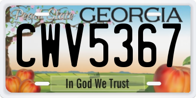 GA license plate CWV5367