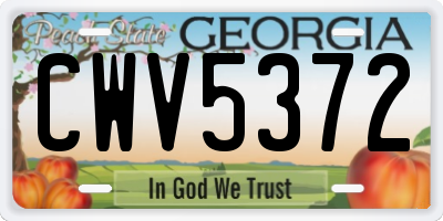 GA license plate CWV5372