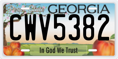 GA license plate CWV5382